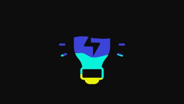 Yellow Creative Lamp Light Idea Icon Isolated Black Background Concept — Vídeo de Stock
