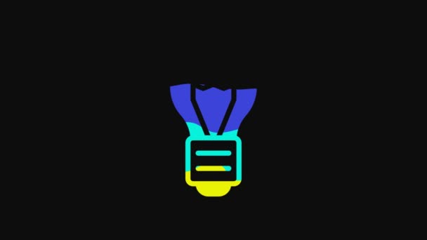 Yellow Creative Lamp Light Idea Icon Isolated Black Background Concept — ストック動画