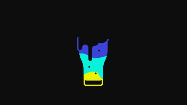 Yellow Glass Beer Icon Isolated Black Background Video Motion Graphic — Wideo stockowe