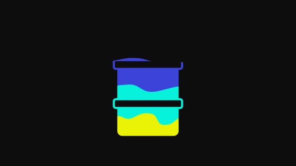 Yellow Metal Beer Keg Icon Isolated Black Background Video Motion — 비디오