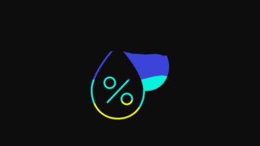 Yellow Water drop percentage icon isolated on black background. Humidity analysis. 4K Video motion graphic animation.