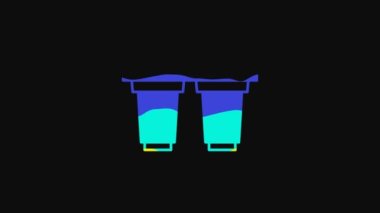 Yellow Water filter cartridge icon isolated on black background. 4K Video motion graphic animation.