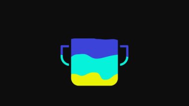 Yellow Cooking pot icon isolated on black background. Boil or stew food symbol. 4K Video motion graphic animation.