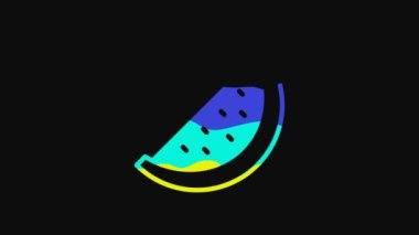 Yellow Watermelon icon isolated on black background. 4K Video motion graphic animation.