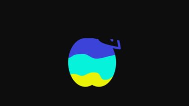 Yellow Plum fruit icon isolated on black background. 4K Video motion graphic animation.