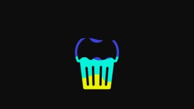 Yellow Muffin icon isolated on black background. 4K Video motion graphic animation.