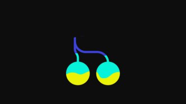 Yellow Fresh summer berries icon isolated on black background. Berry fruit. 4K Video motion graphic animation.