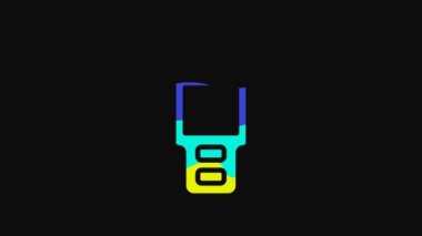 Yellow Walkie talkie icon isolated on black background. Portable radio transmitter icon. Radio transceiver sign. 4K Video motion graphic animation.