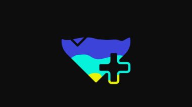 Yellow Heart rate icon isolated on black background. Heartbeat sign. Heart pulse icon. Cardiogram icon. 4K Video motion graphic animation.