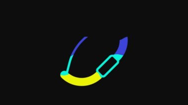 Yellow Medieval bow icon isolated on black background. Medieval weapon. 4K Video motion graphic animation.
