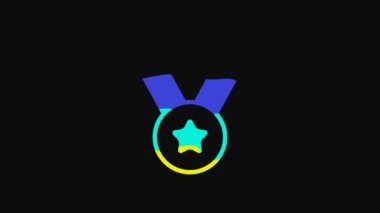 Yellow Medal icon isolated on black background. Winner symbol. 4K Video motion graphic animation.