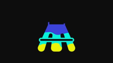 Yellow Badminton shuttlecock icon isolated on black background. Sport equipment. 4K Video motion graphic animation.