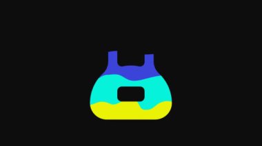 Yellow Weight icon isolated on black background. Kilogram weight block for weight lifting and scale. Mass symbol. 4K Video motion graphic animation.