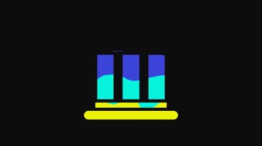 Yellow Bank building icon isolated on black background. 4K Video motion graphic animation.