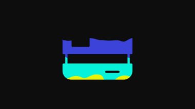 Yellow Credit card icon isolated on black background. Online payment. Cash withdrawal. Financial operations. Shopping sign. 4K Video motion graphic animation.