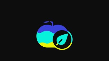 Yellow Apple icon isolated on black background. Excess weight. Healthy diet menu. Fitness diet apple. 4K Video motion graphic animation.