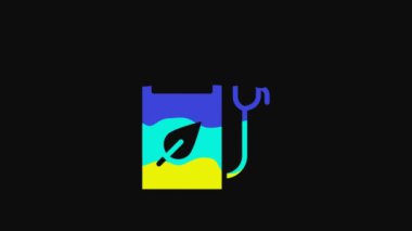 Yellow Petrol or gas station icon isolated on black background. Car fuel symbol. Gasoline pump. 4K Video motion graphic animation.