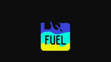 Yellow Bio fuel canister icon isolated on black background. Eco bio and barrel. Green environment and recycle. 4K Video motion graphic animation.