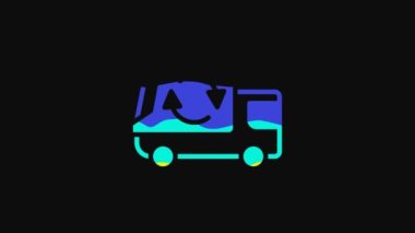 Yellow Garbage truck icon isolated on black background. 4K Video motion graphic animation.