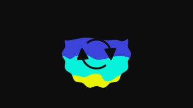 Yellow Recycle symbol icon isolated on black background. Circular arrow icon. Environment recyclable go green. 4K Video motion graphic animation.