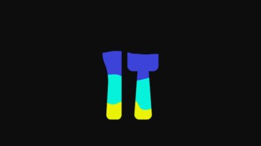 Yellow Crossed knife and fork icon isolated on black background. Cutlery symbol. 4K Video motion graphic animation.