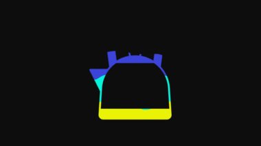 Yellow Kettle with handle icon isolated on black background. Teapot icon. 4K Video motion graphic animation.