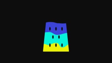 Yellow Grater icon isolated on black background. Kitchen symbol. Cooking utensil. Cutlery sign. 4K Video motion graphic animation.