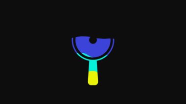 Yellow Frying pan icon isolated on black background. Fry or roast food symbol. 4K Video motion graphic animation.