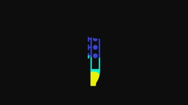 Yellow Flute icon isolated on black background. Musical instrument. 4K Video motion graphic animation.