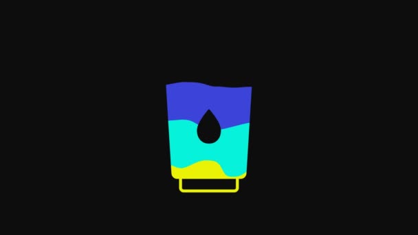 Yellow Water Filter Cartridge Icon Isolated Black Background Video Motion — Stok video