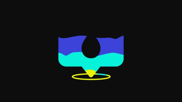 Yellow Water Drop Location Icon Isolated Black Background Video Motion — Stock video