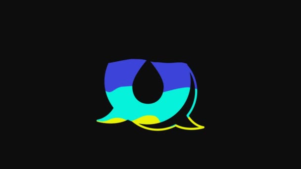 Žlutá Kapka Vody Ikonou Hlasových Bublin Izolované Černém Pozadí Grafická — Stock video