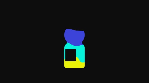 Yellow Bottle Water Icon Isolated Black Background Soda Aqua Drink — Wideo stockowe