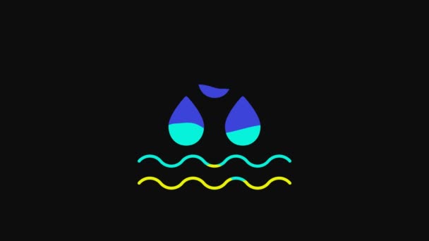 Yellow Water Drop Icon Isolated Black Background Video Motion Graphic — Vídeos de Stock