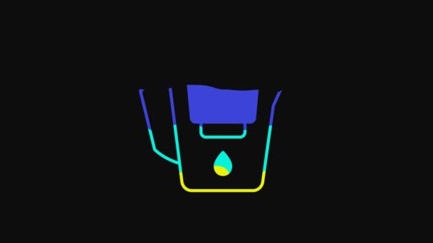 Yellow Water Jug Filter Icon Isolated Black Background Video Motion — ストック動画
