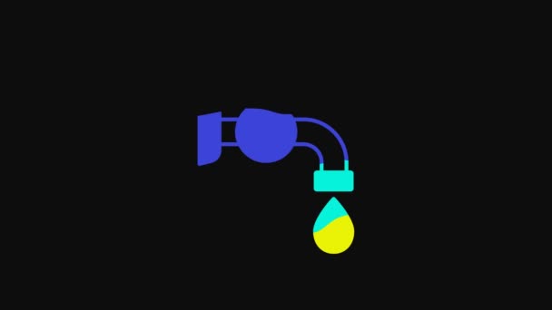 Yellow Water Tap Icon Isolated Black Background Video Motion Graphic — ストック動画