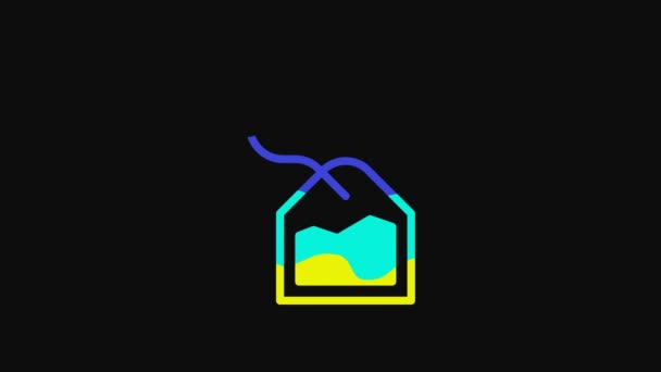 Yellow Tea Bag Icon Isolated Black Background Video Motion Graphic — ストック動画