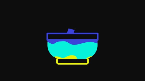 Yellow Mortar Pestle Icon Isolated Black Background Video Motion Graphic — Stock Video