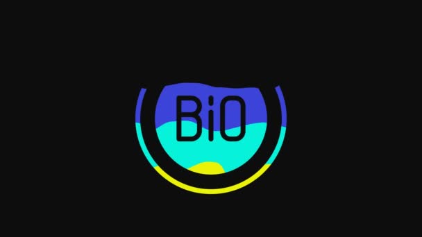 Banner Amarillo Etiqueta Etiqueta Logotipo Para Bio Verde Icono Alimentos — Vídeos de Stock