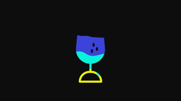 Yellow Wine Glass Icon Isolated Black Background Wineglass Sign Video — Stockvideo
