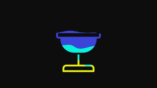 Yellow Ice Cream Bowl Icon Isolated Black Background Sweet Symbol — Stock Video