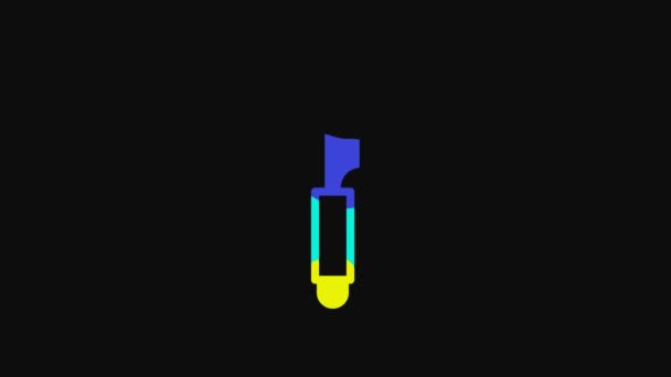 Yellow Knife Icon Isolated Black Background Cutlery Symbol Video Motion — Wideo stockowe