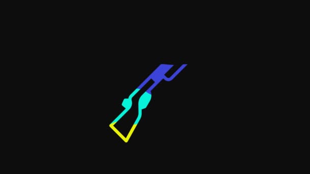 Yellow Hunting Gun Icon Isolated Black Background Hunting Shotgun Video — Vídeo de stock