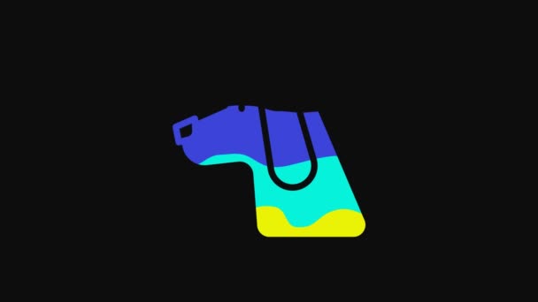 Icona Del Cane Caccia Giallo Isolato Sfondo Nero Animazione Grafica — Video Stock