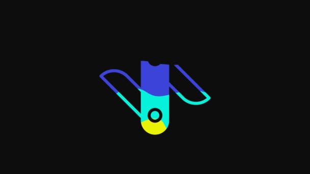 Yellow Swiss Army Knife Icon Isolated Black Background Multi Tool — Vídeo de stock