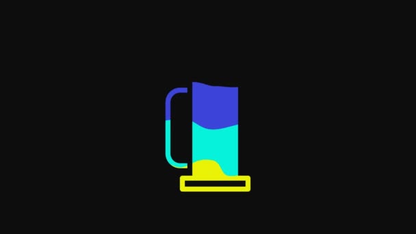 Yellow Thermos Container Icon Isolated Black Background Thermo Flask Icon — 图库视频影像