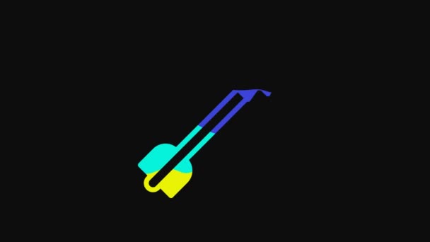Yellow Medieval Arrow Icon Isolated Black Background Medieval Weapon Video — Stockvideo