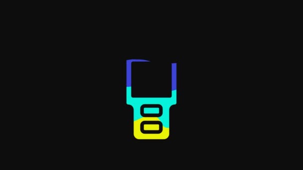 Yellow Walkie Talkie Icon Isolated Black Background Portable Radio Transmitter — Stock video