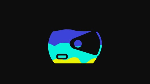 Yellow Racing Helmet Icon Isolated Black Background Video Motion Graphic — Stock video