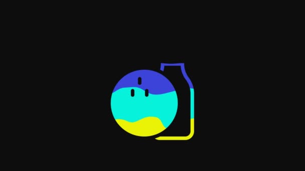Yellow Bowling Pin Ball Icon Isolated Black Background Sport Equipment — Stockvideo
